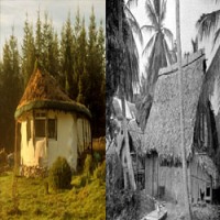 People lived in houses made from wood and straw